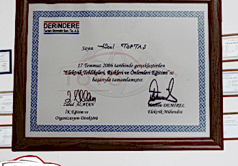 DERİNDERE - Başarı Belgesi
