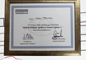 DERİNDERE - Başarı Belgesi